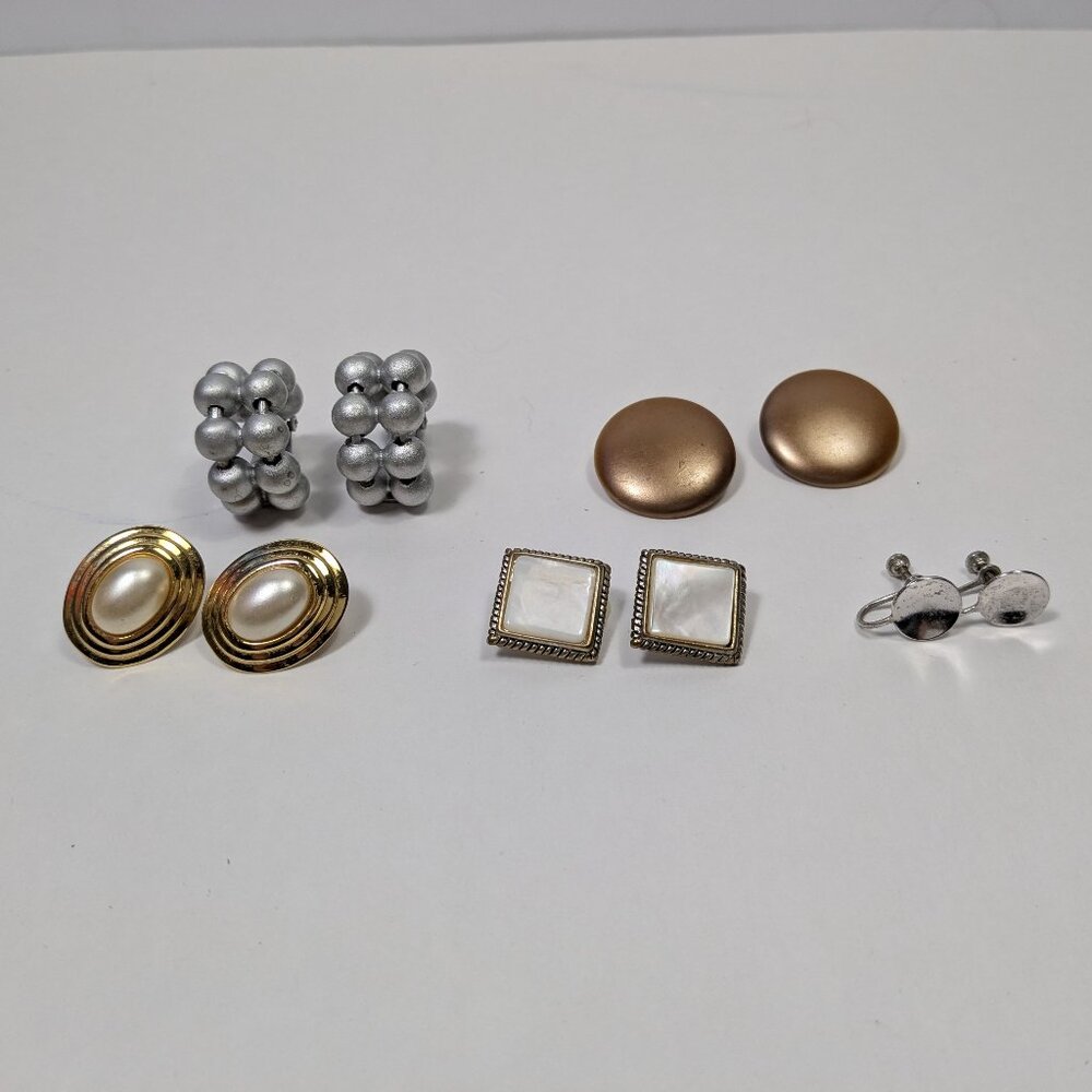 Clip On Earring Lot 5 Fashion Jewelry Ready to Wear Variety Colors Styles